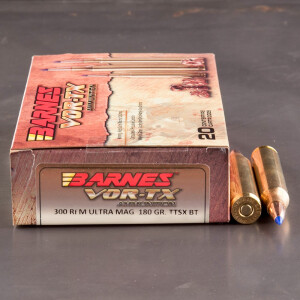 20rds - 300 RUM Barnes VOR-TX Polymer Tip 180gr. Tipped TSX Boattail Ammo