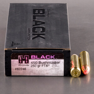 20rds – 450 Bushmaster Hornady BLACK 250gr. FTX Ammo
