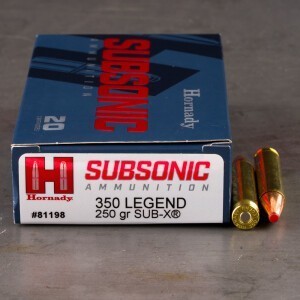 20rds – 350 Legend Hornady Subsonic 250gr. Sub-X Ammo