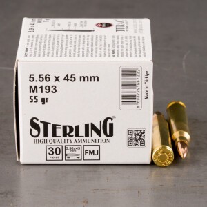 30rds – 5.56x45 Sterling 55gr. FMJ Ammo