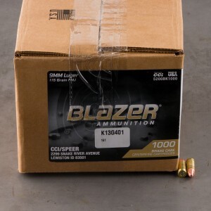 1000rds – 9mm Blazer Brass 115gr. FMJ Ammo