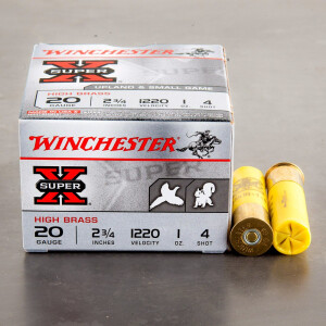 25rds – 20 Gauge Winchester Upland & Small Game 2-3/4" 1 oz. #4 Shot Ammo