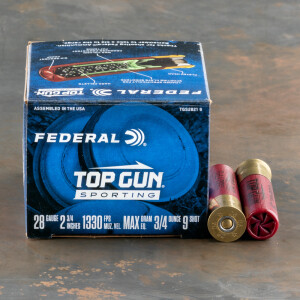 25rds – 28 Gauge Federal Top Gun Sporting 2-3/4" 3/4oz. #9 Shot Ammo