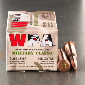 20rds - 7.62x54R Wolf 148gr. FMJ Ammo