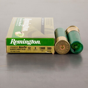 5rds – 12 Gauge Remington Premier AccuTip 3" 385gr. Bonded Sabot Slug Ammo