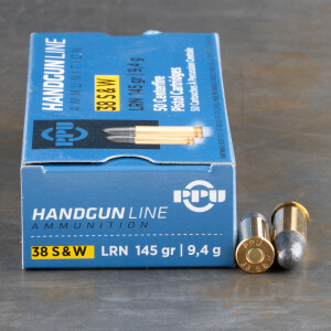 50rds – 38 S&W Prvi Partizan 145gr. LRN Ammo