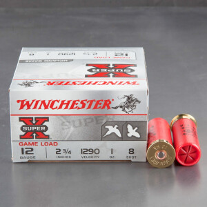 250rds - 12 Gauge Winchester Super-X Game Loads 2 3/4" 1oz. #8 Shot Ammo