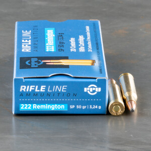 20rds - .222 Rem. Prvi Partizan 50gr. Soft Point Ammo