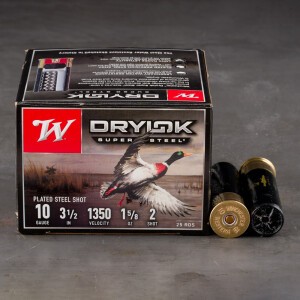 25rds - 10 Gauge Winchester Drylok Super Steel Magnum 3 1/2" 1 5/8oz. #2 Shot Ammo