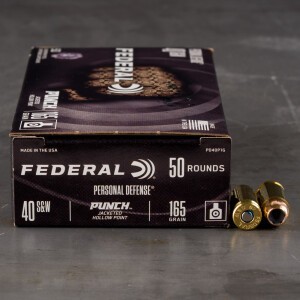50rds – 40 S&W Federal Personal Defense Punch 165gr. JHP Ammo
