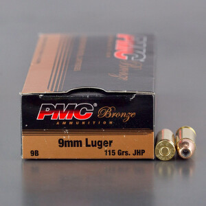 50rds – 9mm PMC Bronze 115gr. JHP Ammo