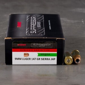 50rds – 9mm Barnes Suppressor Series 147gr. Sierra JHP Ammo
