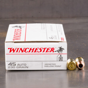 50rds - 45 ACP Winchester USA 230gr. Jacketed Hollow Point Ammo