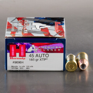 200rds – 45 ACP Hornady American Gunner 185gr. XTP Ammo