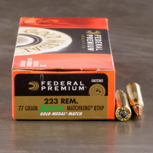 20rds – 223 Rem Federal Gold Medal 77gr. MatchKing BTHP Ammo