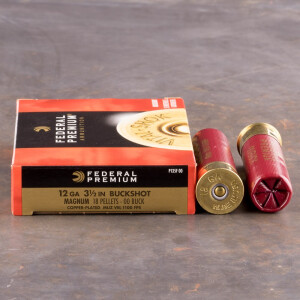 5rds - 12 Ga. Federal Vital-Shok 3 1/2" 00 Buckshot Ammo