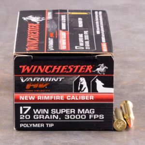 50rds - 17 Win Super Mag Winchester Varmint HV 20gr. Polymer Tip Ammo