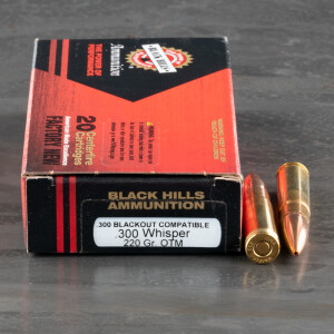 20rds – 300 AAC Blackout Black Hills 220gr. OTM Subsonic Ammo