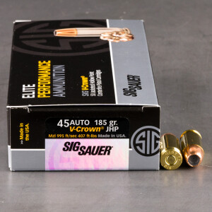 50rds – 45 ACP Sig Sauer Elite Performance 185gr. JHP Ammo