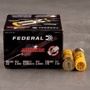 250rds – 20 Gauge Federal All American 2-3/4" 7/8oz. #7.5 Shot Ammo