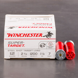 250rds – 12 Gauge Winchester Super Target 2-3/4" 1-1/8 oz. #7 Steel Shot Ammo  250rds – 12 Gauge Winchester Super Target 2-3/4" 1-1/8 oz. #7 Steel Shot Ammo