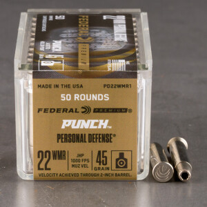 50rds – 22 WMR Federal Punch 45gr. JHP Ammo