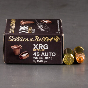 25rds – 45 ACP Sellier & Bellot XRG Defense 165gr. SCHP Ammo