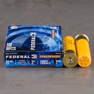 5rds - 20 Gauge Federal Power-Shok 3" 18 Pellet #2 Buckshot Ammo 5rds - 20 Gauge Federal Power-Shok 3" 18 Pellet #2 Buckshot Ammo