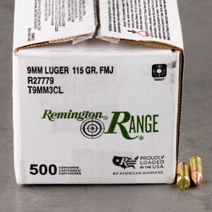 500rds – 9mm Remington Range 115gr. FMJ Ammo