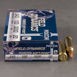20rds – 243 Fiocchi Rifle Shooting Dynamics 100gr. PSP Ammo