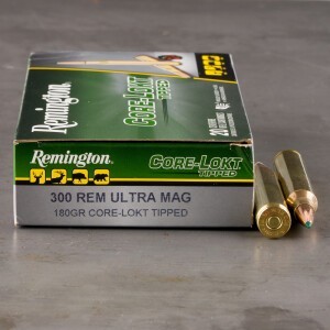 20rds – 300 RUM Remington Core-Lokt Tipped 180gr. Polymer Tip Ammo