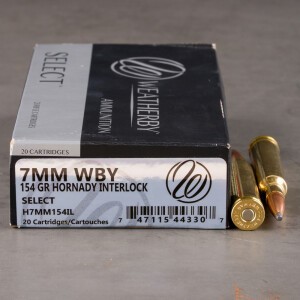 20rds – 7mm Weatherby Magnum Weatherby Select 154gr. InterLock SP Ammo