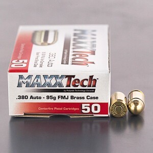 500rds – 380 ACP MAXXTech 95gr. FMJ Ammo