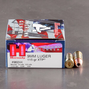 250rds – 9mm Hornady American Gunner 115gr. JHP Ammo