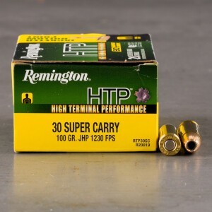 20rds – 30 Super Carry Remington HTP 100gr. JHP Ammo