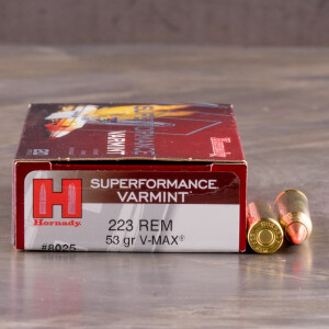 20rds - .223 Hornady Superformance Varmint 53gr. V-Max Polymer Tip Ammo