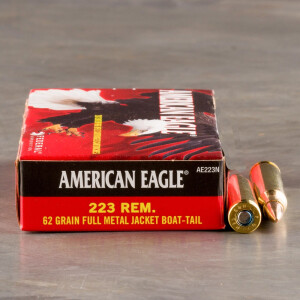  500rds – 223 Federal American Eagle 62gr. FMJ-BT Ammo