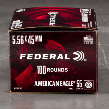 100rds – 5.56x45 Federal American Eagle 55gr. FMJBT Ammo