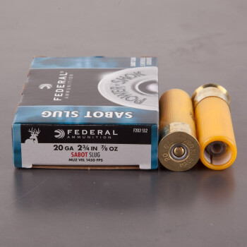 5rds - 20 Gauge Federal Power-Shok 2 3/4" 7/8oz. Sabot Slug Ammo