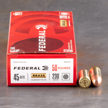 50rds - 45 ACP Federal Champion 230gr. FMJ RN Ammo