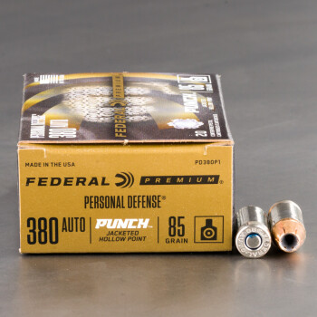20rds – 380 Auto Federal Punch 85gr. JHP Ammo