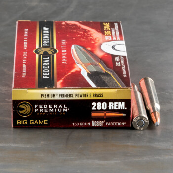 20rds - 280 Rem Federal Vital-Shok 150gr. Nosler Partition SP Ammo