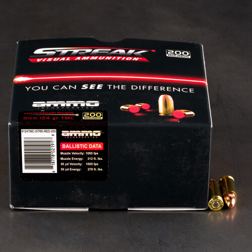 9mm Luger (9x19) Ammunition for Sale. Streak 124 Grain Total Metal