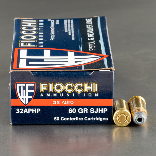 32 Auto (ACP) Ammunition for Sale. Fiocchi 60 Grain Semi-Jacketed