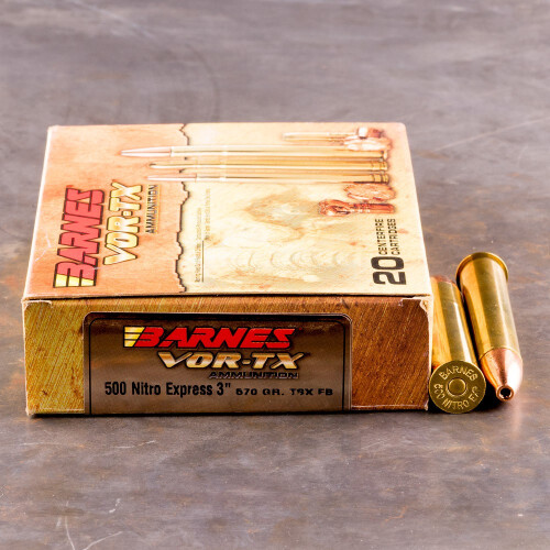 500 Nitro Express Ammo - 20 Rounds of 570 Grain TSX by Barnes